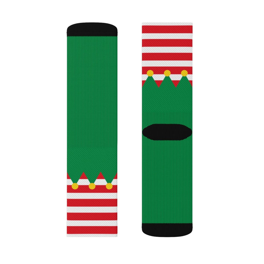 Christmas Elf Socks, Holiday Striped Crew Socks for Men and Women (Unisex,  2 Pairs)