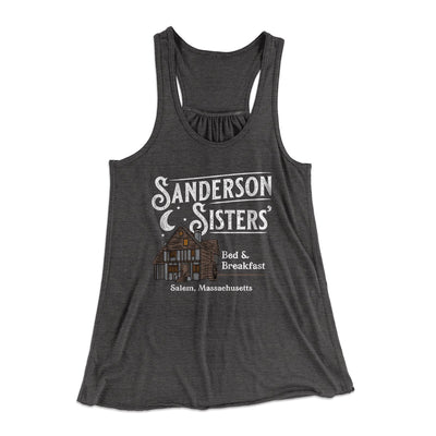 Sanderson Sisters' Bed & Breakfast Women's Flowey Tank Top Dark Grey Heather | Funny Shirt from Famous In Real Life