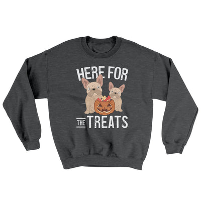 Here For The Treats Ugly Sweater Dark Heather | Funny Shirt from Famous In Real Life