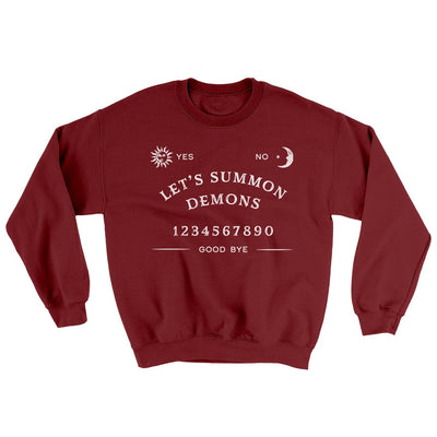 Let's Summon Demons Ugly Sweater Maroon | Funny Shirt from Famous In Real Life