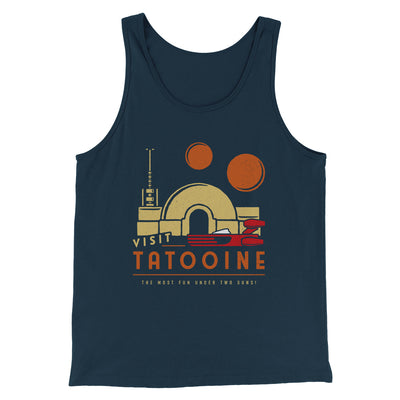 Visit Tatooine Funny Movie Men/Unisex Tank Top Heather Navy | Funny Shirt from Famous In Real Life