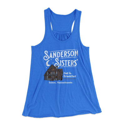 Sanderson Sisters' Bed & Breakfast Women's Flowey Tank Top True Royal | Funny Shirt from Famous In Real Life