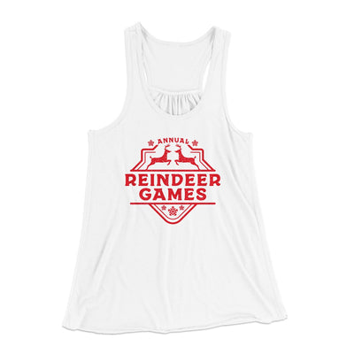 Reindeer Games Women's Flowey Racerback Tank Top White | Funny Shirt from Famous In Real Life