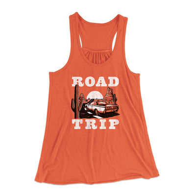 Road Trip Women's Flowey Racerback Tank Top Coral | Funny Shirt from Famous In Real Life