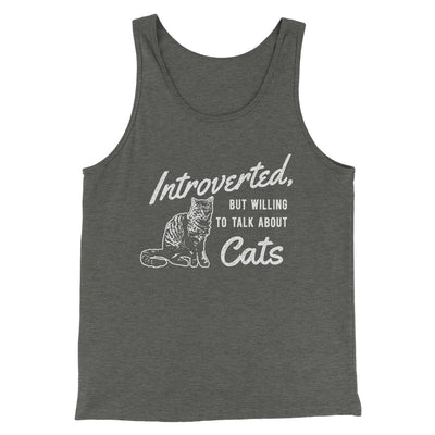 Introverted But Willing To Talk About Cats Men/Unisex Tank Top Deep Heather | Funny Shirt from Famous In Real Life