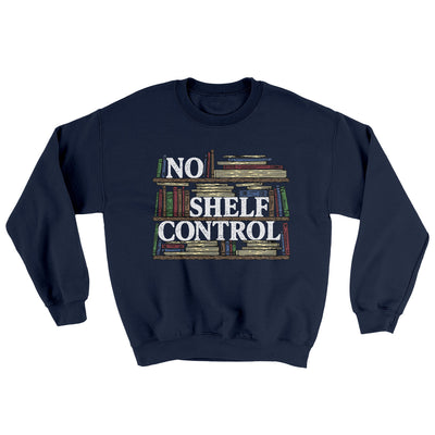 No Shelf Control Ugly Sweater Navy | Funny Shirt from Famous In Real Life