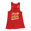 Here For A Gourd Time Funny Thanksgiving Women's Flowey Racerback Tank Top Red | Funny Shirt from Famous In Real Life