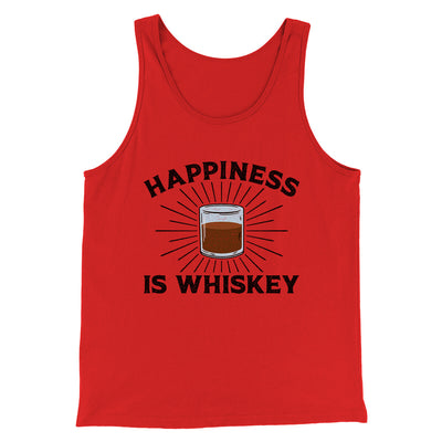 Happiness Is Whiskey Men/Unisex Tank Top Red | Funny Shirt from Famous In Real Life