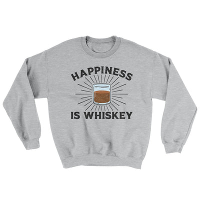 Happiness Is Whiskey Ugly Sweater Sport Grey | Funny Shirt from Famous In Real Life