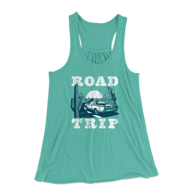 Road Trip Women's Flowey Racerback Tank Top Teal | Funny Shirt from Famous In Real Life