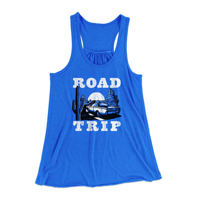 Road Trip Women's Flowey Racerback Tank Top True Royal | Funny Shirt from Famous In Real Life